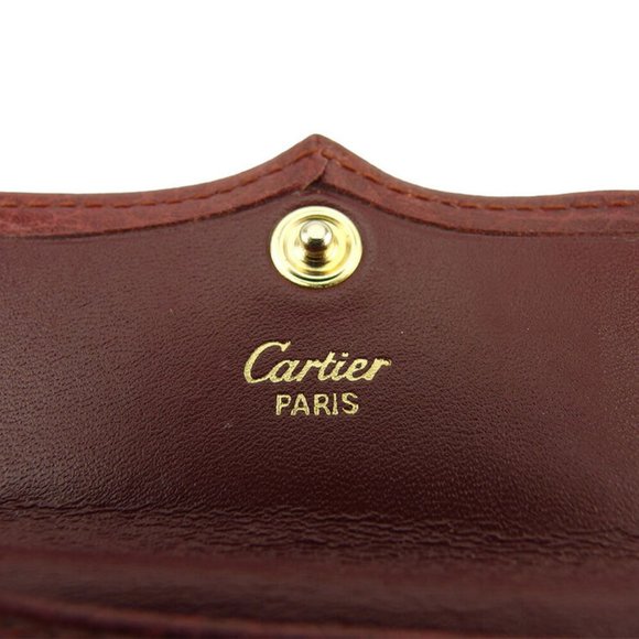Cartier coin case mast line Bordeaux leather Auth used T18680 - Picture 7 of 8